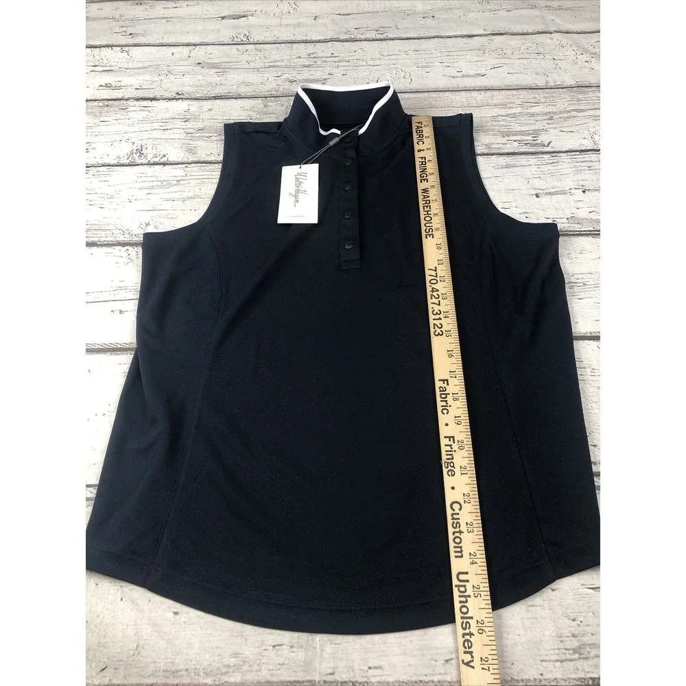 Walter Hagen Womens Clubhouse Sleeveless Golf Mock Polo Dark Navy Sz large